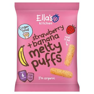 Ella's Kitchen Organic Strawberry & Banana Melty Puffs Baby Snack 6+ Months 20g