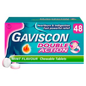 Gaviscon Double Action Heartburn & Indigestion Mint Flavour Tablets x48