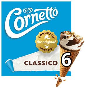 Cornetto Classico Chocolate Vanilla Ice Cream Cones 6x90ml