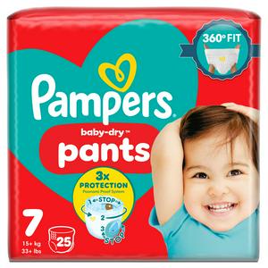 Pampers Baby Dry Nappy Pants Essential Pack Nappies Size 7, 17kg+ x25