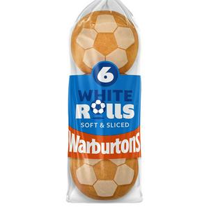 Warburtons Soft Sliced White Rolls x6