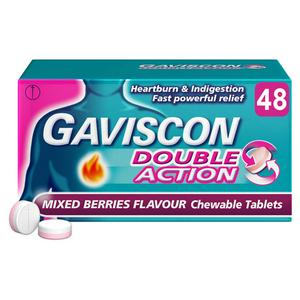 Gaviscon Double Action Heartburn & Indigestion Mixed Berries Tablets x48