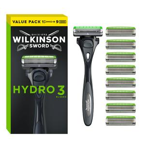 Wilkinson Sword Hydro 3 Men's Razor Handle + 9 Blade Refills