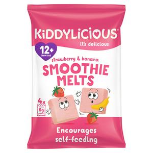 Kiddylicious Strawberry & Banana Smoothie Melts Baby Snacks 4x6g